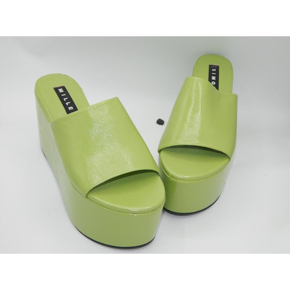 Simon Miller Kiwi Green Patent Leather Platform Sandals Size 38 Rt $598 - Picture 8 of 9